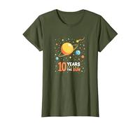 Happy 10th Trip Around The Sun | Cadeau d'anniversaire de l'espace T-Shirt, Femme, Olive, 3XL