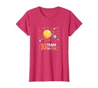 Happy 10th Trip Around The Sun | Cadeau d'anniversaire de l'espace T-Shirt, Femme, Rouge chiné, S