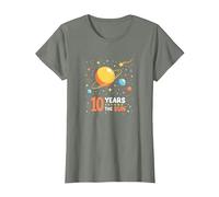 Happy 10th Trip Around The Sun | Cadeau d'anniversaire de l'espace T-Shirt, Femme, Vert Kaki chiné, M
