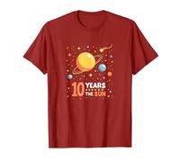Happy 10th Trip Around The Sun | Cadeau d'anniversaire de l'espace T-Shirt, Homme, Canneberge, XXL