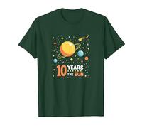 Happy 10th Trip Around The Sun | Cadeau d'anniversaire de l'espace T-Shirt, Homme, Vert Forêt, S