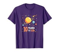 Happy 10th Trip Around The Sun | Cadeau d'anniversaire de l'espace T-Shirt, Homme, Violet, XXL