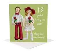 Happy 13th Lace Anniversary Greeting Card One Lump or Two Holy Mackerel Cards