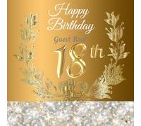 Happy 18th Birthday Guest Book: Birthday Reception Register. Keepsake Memory Book Gift/with Gift Log and Photo Pages. Glittering Silver Crystals on Festive Gold Cover. 8.25x8.25 inches
