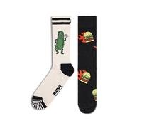 Happy 2-Pack Burger & Pickle Mix chaussettes colorées en coton avec des motifs amusantes