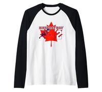 Happy 2nd Birthday Boy Canada Maple Leaf Hockey sur Glace Manche Raglan