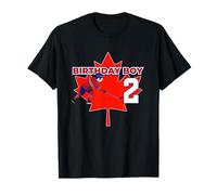 Happy 2nd Birthday Boy Canada Maple Leaf Hockey sur Glace T-Shirt