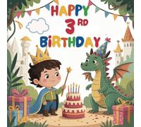 Happy 3nd Birthday: Birthday Guest Book for Party Kids 3 year old Theme Cute Prince and Dragon, Guest Sign In Written Wishes - Memory Album And ... Message Scrapbook, 50 Guests, 8.5x8.5 Inches