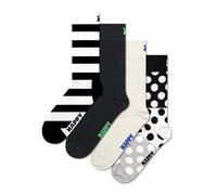 Happy 4-Pack Black and White Mix chaussettes colorées en coton avec des motifs amusantes