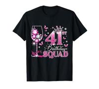 Happy 41st Birthday Squad Pink Wine 41 Years Old Queen T-Shirt