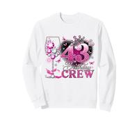 Happy 43rd Birthday Crew Pink Wine 43 Years Old Queen Sweatshirt