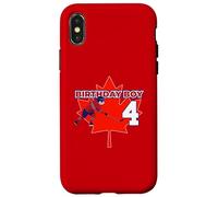 Happy 4th Birthday Boy Canada Maple Leaf Hockey sur Glace Coque pour iPhone X/XS