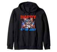 Happy 4th of July American Flag Men Women 4th of July Cat Sweat à Capuche