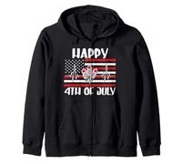 Happy 4th of July Heartbeat Firework American Flag Patriotic Sweat à Capuche