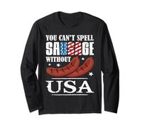 Happy 4th of July You Can't Spell Sausage Without USA Manche Longue
