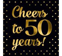 Happy 50th Birthday Guest Book - Cheers to 50 Years: Black and Gold Message Book and Gift Log For Party Celebration and Keepsake Memories