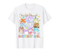 Happy 9th Birthday Girl Squish Squad Mauve Girls Kids Cute T-Shirt