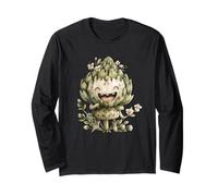 Happy Artichoke Face Graphic for Vegetarians Funny Vegan Mom Manche Longue