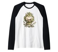 Happy Artichoke Face Graphic for Vegetarians Funny Vegan Mom Manche Raglan