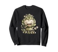Happy Artichoke Face Graphic for Vegetarians Funny Vegan Mom Sweatshirt