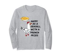 Happy As a Seagull with a French Fry, Funny Seagull Cartoon Manche Longue