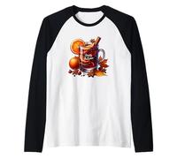 Happy Autumn Tea Graphic for Women and Kids Cute Fall Manche Raglan