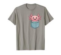 Happy Axolotl in Pocket - Mignon Kawaii Pocket Pet Design T-Shirt