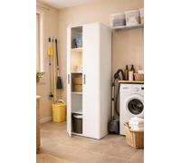 Happy Babies Armoire utilitaire 60 cm | Blanc | Armoire de rangement pour aspirateurs, serpillères et produits de nettoyage | 176 cm de haut - Plaque laminée de 16 mm - Finition ABS mate (blanc)