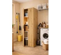 Happy Babies Armoire utilitaire 60 cm | Blanc | Armoire de rangement pour aspirateurs, serpillères et produits de nettoyage | 176 cm de haut - Plaque laminée de 16 mm - Finition ABS mate (Craft Gold)