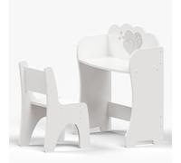 Happy Babies Coiffeuse pour enfant avec chaise blanche ou rose, réglable, design cœur, meuble pour enfant fille, table de jeu pour chambre d'enfant (blanc)