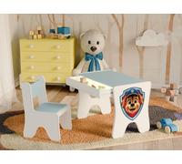 Happy Babies - Ensemble bureau-chaise pour enfant, table de jeu ergonomique avec tiroir spacieux - Table de jeu et d'apprentissage pour enfants - Meubles pour enfants, chien