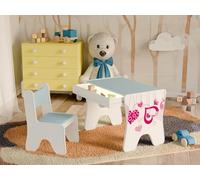 Happy Babies - Ensemble de chaises de bureau pour enfant - Table de jeu ergonomique avec tiroir spacieux - Table d'apprentissage et de jeu pour enfants - Meubles pour enfants - Pour la maternelle
