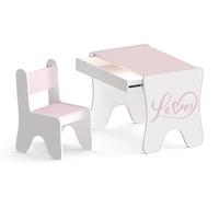 Happy Babies - Ensemble de chaises de bureau pour enfants, table de jeu ergonomique avec tiroir spacieux - Table d'apprentissage et de jeu pour enfants - Meubles pour la maternelle (rose)