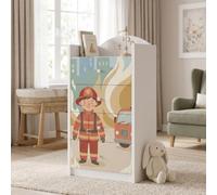 Happy Babies Grande commode pour enfant blanche avec 4 tiroirs, commode à tiroirs avec beau imprimé, commode à linge pour chambre d'enfant, chambre de bébé, NR 386