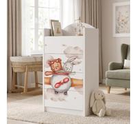 Happy Babies Grande commode pour enfant blanche avec 4 tiroirs, commode à tiroirs avec beau imprimé, commode à linge pour chambre d'enfant, chambre de bébé, NR 104
