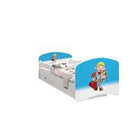 Happy Babies - LIT D'ENFANT DOUBLE FACE AVEC TIROIR Design moderne avec bords sécurisés et matelas en mousse antichute 7 cm (Bob le Bricoleur, 180x90)
