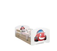 Happy Babies - LIT D'ENFANT DOUBLE FACE AVEC TIROIR Design Moderne Avec Bords Sécurisés et Protection Contre les chutes Matelas en Mousse 7 cm Poire claire (Voiture, 180/90)