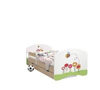 Happy Babies - LIT D'ENFANT DOUBLE FACE AVEC TIROIR Design Moderne Avec Bords Sécurisés et Protection Contre les chutes Matelas en Mousse 7 cm Poire claire (Abeille, 190/90)