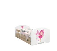 Happy Babies - LIT D'ENFANT DOUBLE FACE AVEC TIROIR Design Moderne Avec Bords Sécurisés et Protection Contre les chutes Matelas en Mousse 7 cm Poire claire (Sorcière, 180/90)