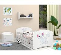 Happy Babies Lit Enfant - Avec Matelas & Tiroir et Protection Antichute, 80x160, Fille Lit Enfant & Jeune Garçon Kids Bed