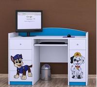 Happy Babies Table d'ordinateur avec tablette clavier, table de bureau avec tablette clavier, 5 tiroirs, 1 tablette, 125x89x60, Motifs, autocollants au choix, enfants