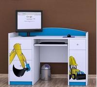 Happy Babies Table d'ordinateur avec tablette clavier, table de bureau avec tablette clavier, 5 tiroirs, 1 tablette, 125x89x60, Motifs, autocollants au choix, enfants
