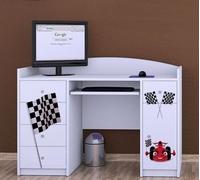 Happy Babies Table d'ordinateur avec tablette clavier, table de bureau avec tablette clavier, 5 tiroirs, 1 tablette, 125x89x60, Motifs, autocollants au choix, enfants