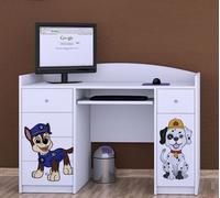 Happy Babies Table d'ordinateur avec tablette clavier, table de bureau avec tablette clavier, 5 tiroirs, 1 tablette, 125x89x60, Motifs, autocollants au choix, enfants