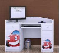 Happy Babies Table d'ordinateur avec tablette clavier, table de bureau avec tablette clavier, 5 tiroirs, 1 tablette, 125x89x60, Motifs, autocollants au choix, enfants