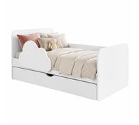 Happy Babies Wolke Lit pour enfant 144 x 76 cm Blanc | Kit complet avec matelas, tiroir et protection contre les chutes | Lit junior (00)