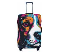 Happy Beagle On Housse de protection élastique pour valise de voyage Motif imprimé anti-rayures, Noir , L