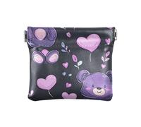 Happy Bear Porte-monnaie en cuir avec cœur violet pour homme et femme - Joli porte-monnaie - Organisateur de cartes pour femmes, garçons et filles - Ours joyeux cœur violet, taille unique, moderne,