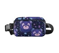 Happy Bear Sac à bandoulière tendance violet pour femmes, hommes, adolescents, grande capacité avec fermeture éclair, sac banane avec sangle réglable pour voyage, salle de sport, travail, ours