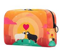 Happy Bear Trousse de maquillage pour femme, trousse de toilette de voyage, grande pochette de maquillage pratique avec fermeture éclair, multicolore, 18.5x7.5x13cm/7.3x3x5.1in, Trousse de toilette